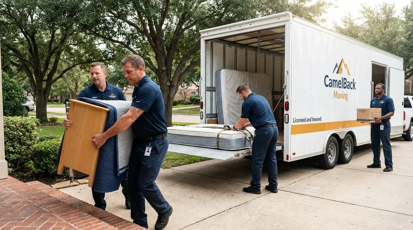 Crew loading residential truck for cross-state move from Sandpoint, ID